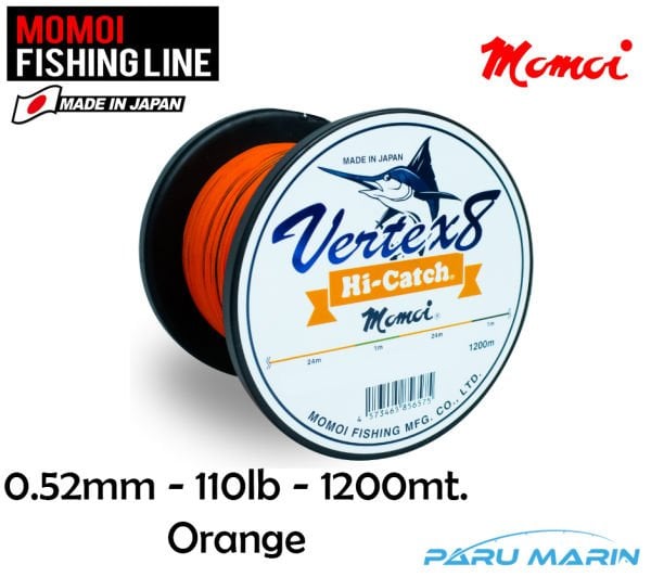 Momoi Vertex 8x  0.52mm 110LB 1200mt. Turuncu İp Misina