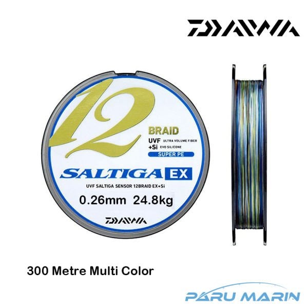 Daiwa Saltiga EX 12 Braid Multicolor Multi Color 300 Mt. 0.26mm 24.8kg. İp Misina