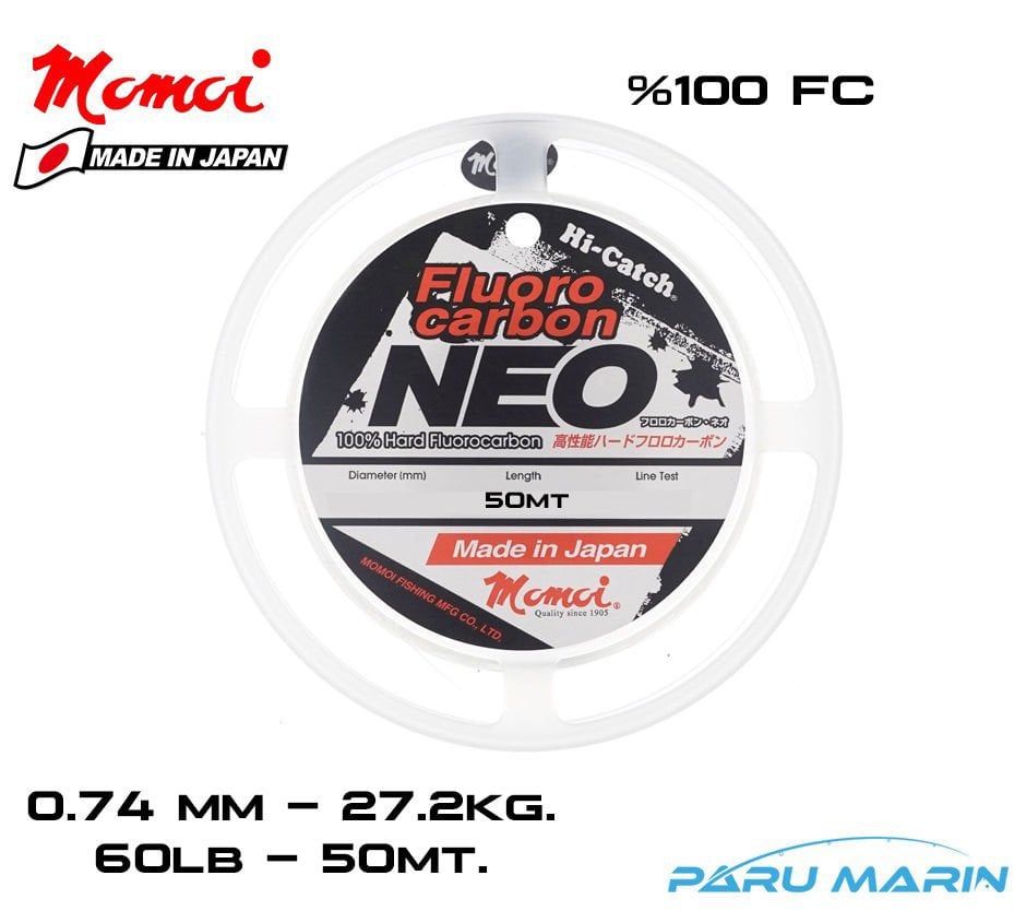 Momoi Hi-Catch NEO %100 FC Shock Leader 0.74mm-27.2kg. 50mt.