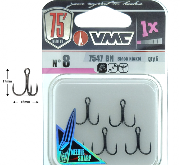 Vmc 7547 1x Strong 3'lü İğne Black No:8 , 5 adet