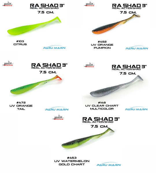 Molix RA Shad 7.5cm/3'' Silikon Yem, #470 UV Citrus