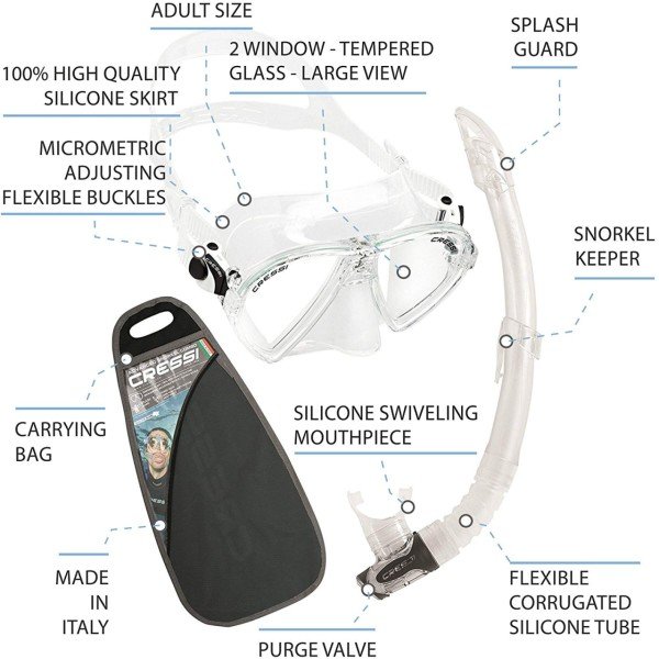 Cressi Ocean Vip Maske Şnorkel Seti Aquamarine