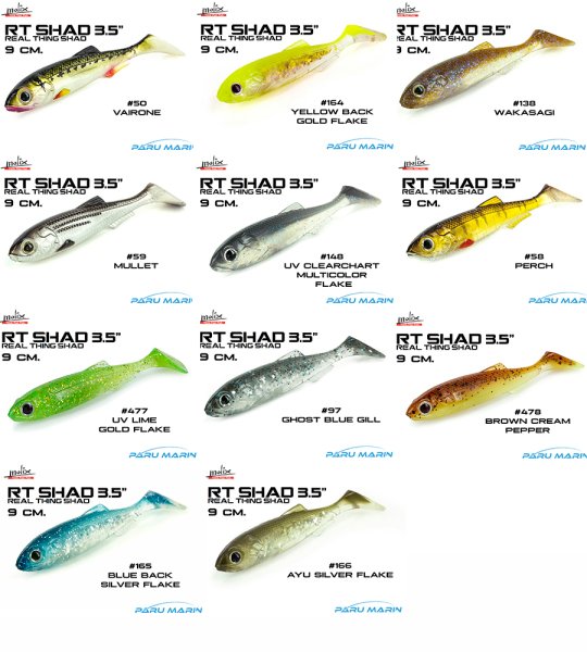 Molix RT Shad 9cm/3.5'' Silikon Yem, #477 UV Lime Gold Flake