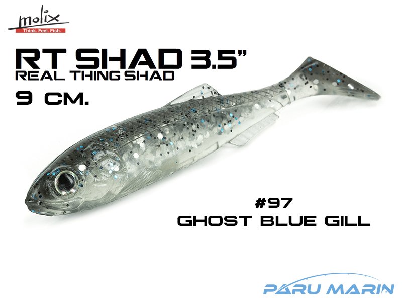 Molix RT Shad 9cm/3.5'' Silikon Yem, #97 Ghost Blue Gill