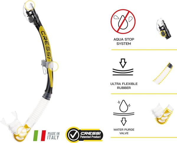 Cressi Alpha Ultra Dry Şnorkel Black / Yellow