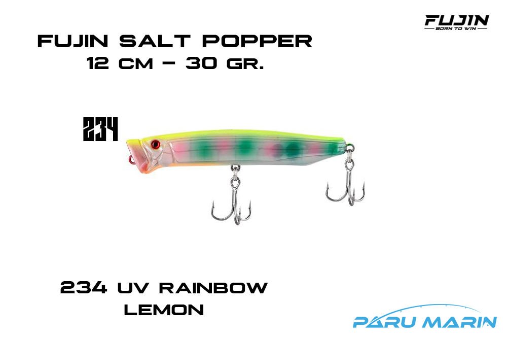 Fujin Salt Popper SP120SW Sahte Balık, 234 UV Rainbow Lemon