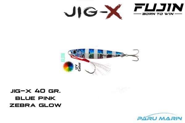 Fujin Jig-X 40gr. Shore Jigging - Jig Yem BLUE PINK ZEBRA GLOW
