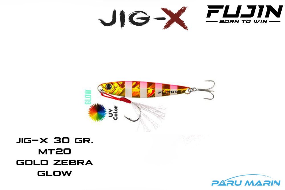 Fujin Jig-X 30gr. Shore Jigging - Jig Yem GOLD PINK ZEBRA GLOW