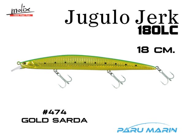 Molix Jugulo Jerk 180LC 18 cm. Sahte Balık, #474 Gold Sarda