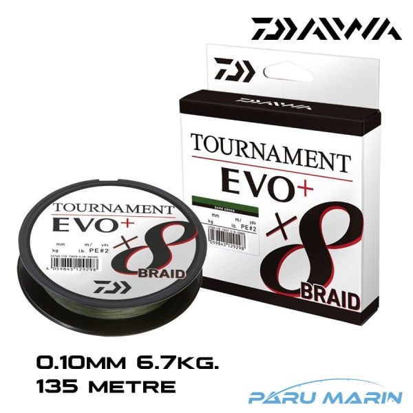 Daiwa Tournament Evo+ x8 135 Mt. 0.10mm 6.7kg. Koyu Yeşil İp Misina