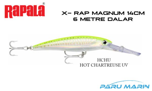 Rapala X-Rap Magnum-20, 14cm Gövde, Sahte Balık HCHU - HOT CHARTREUSE UV