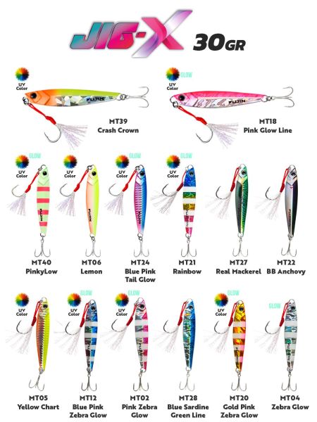 Fujin Jig-X 30gr. Shore Jigging - Jig Yem ZEBRA GLOW