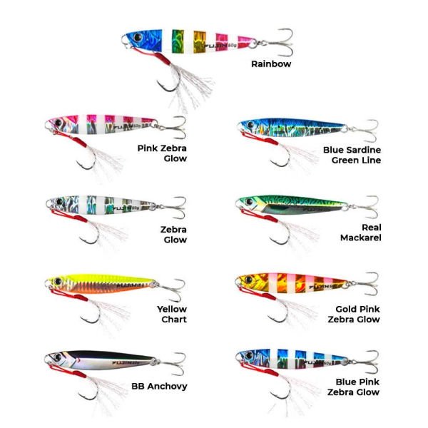 Fujin Jig-X 20gr. Shore Jigging - Jig Yem BLUE PINK ZEBRA GLOW