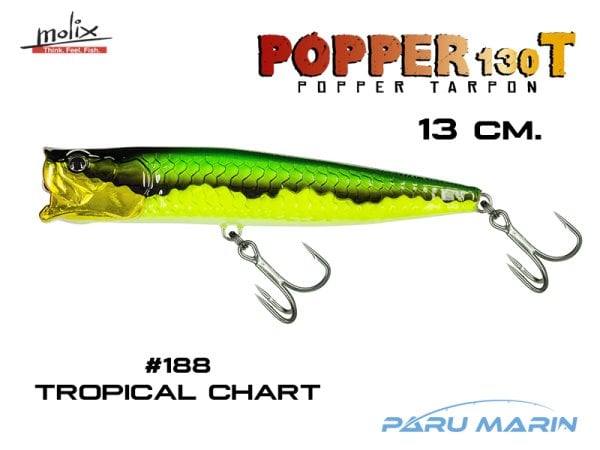 Molix Popper 130T 13 cm. Sahte Balık, #188 Tropical Chart