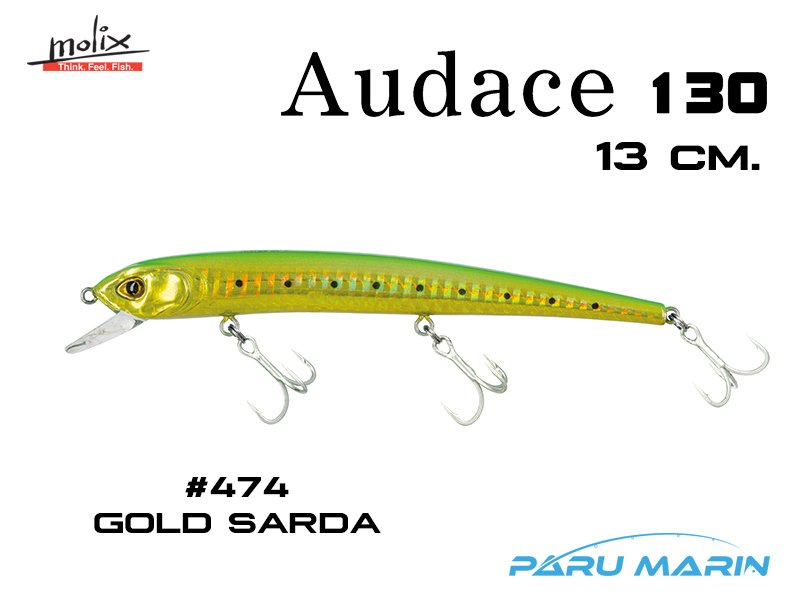 Molix Audace 130 - 13 cm. Sahte Balık, #474 Gold Sarda
