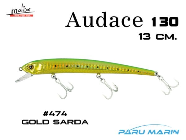 Molix Audace 130 - 13 cm. Sahte Balık, #474 Gold Sarda
