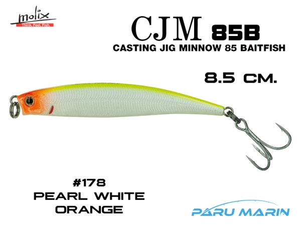 Molix Casting Jig Minnow 85  - 8.5 cm. Sahte Balık, #178 Pearl White Orange