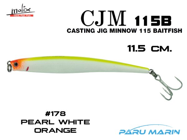 Molix Casting Jig Minnow 115  - 11.5 cm. Sahte Balık, #178 Pearl White Orange